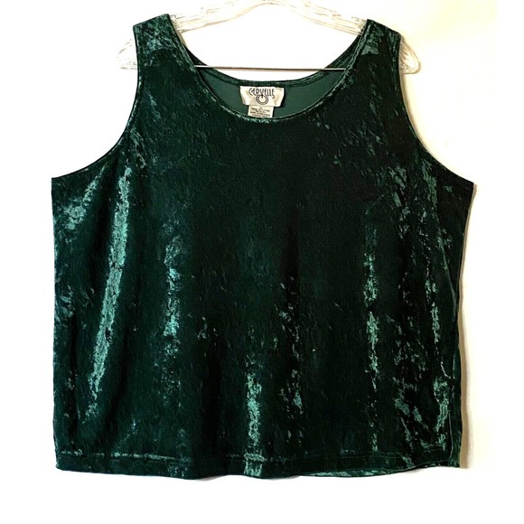 Cervelle Tank Top Womens 1X Emerald Green Velour Vintage Read Description - Picture 1 of 9
